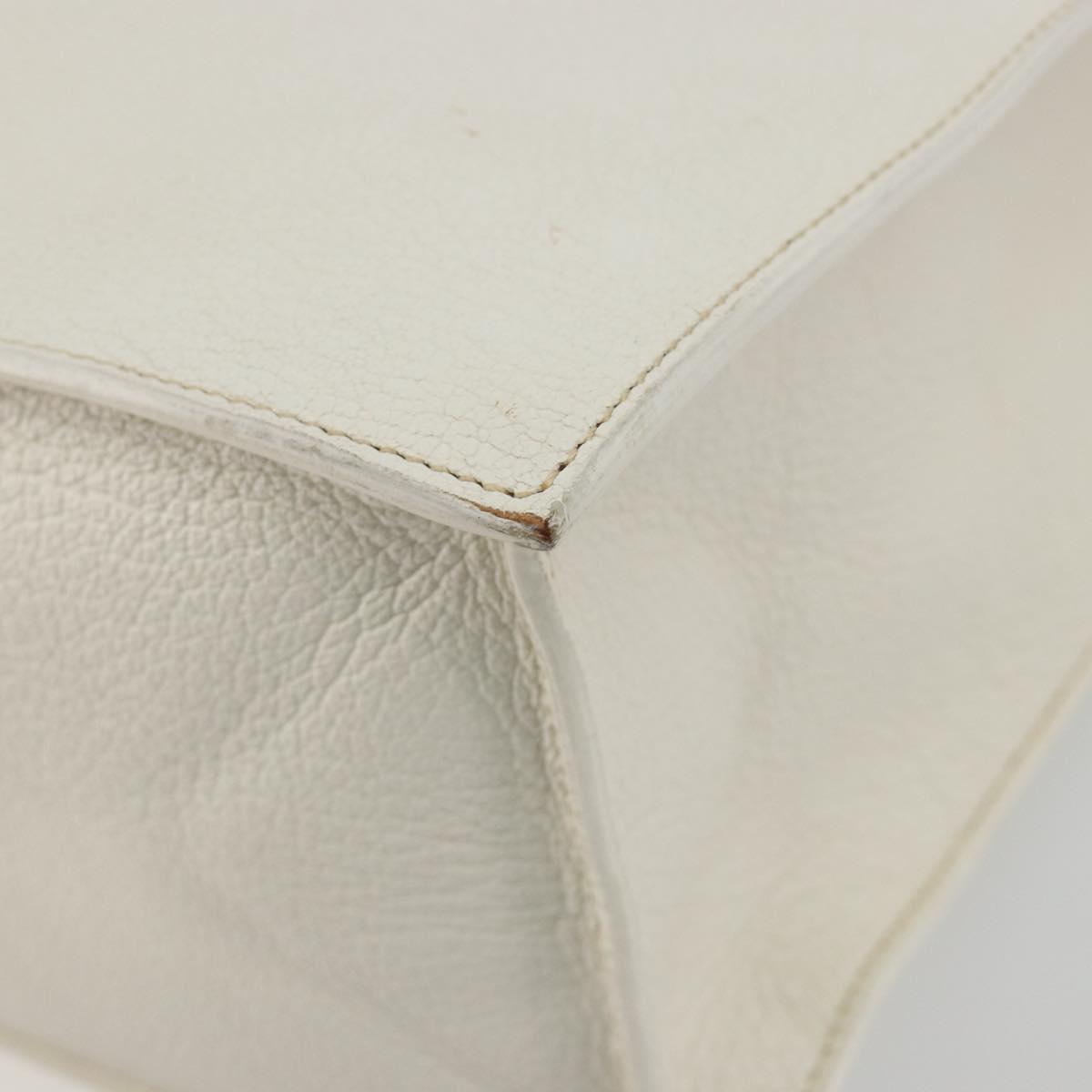 Miu Miu Tote Bag Leather White Silver Auth bs36295A