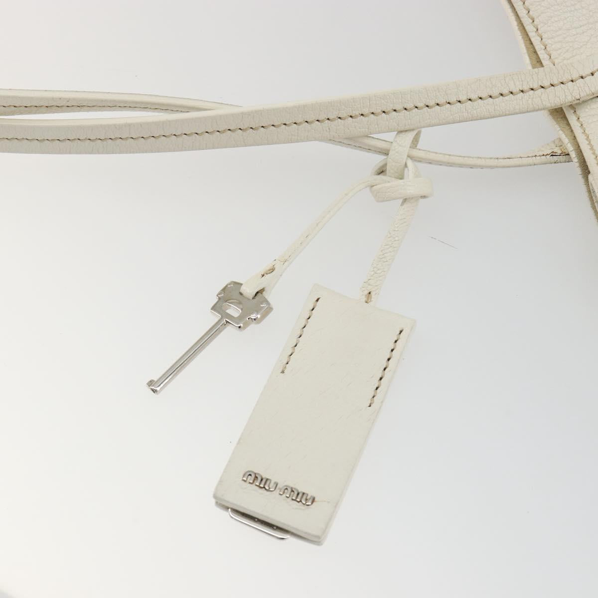 Miu Miu Tote Bag Leather White Silver Auth bs36295A