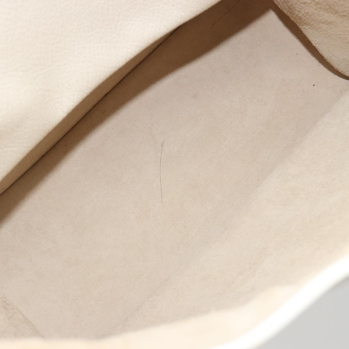 Miu Miu Tote Bag Leather White Silver Auth bs36295A