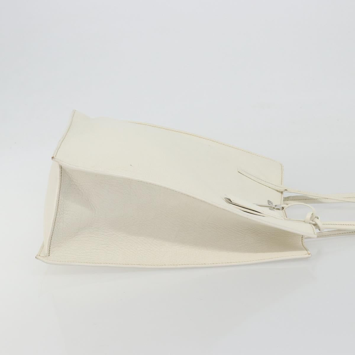 Miu Miu Tote Bag Leather White Silver Auth bs36295A