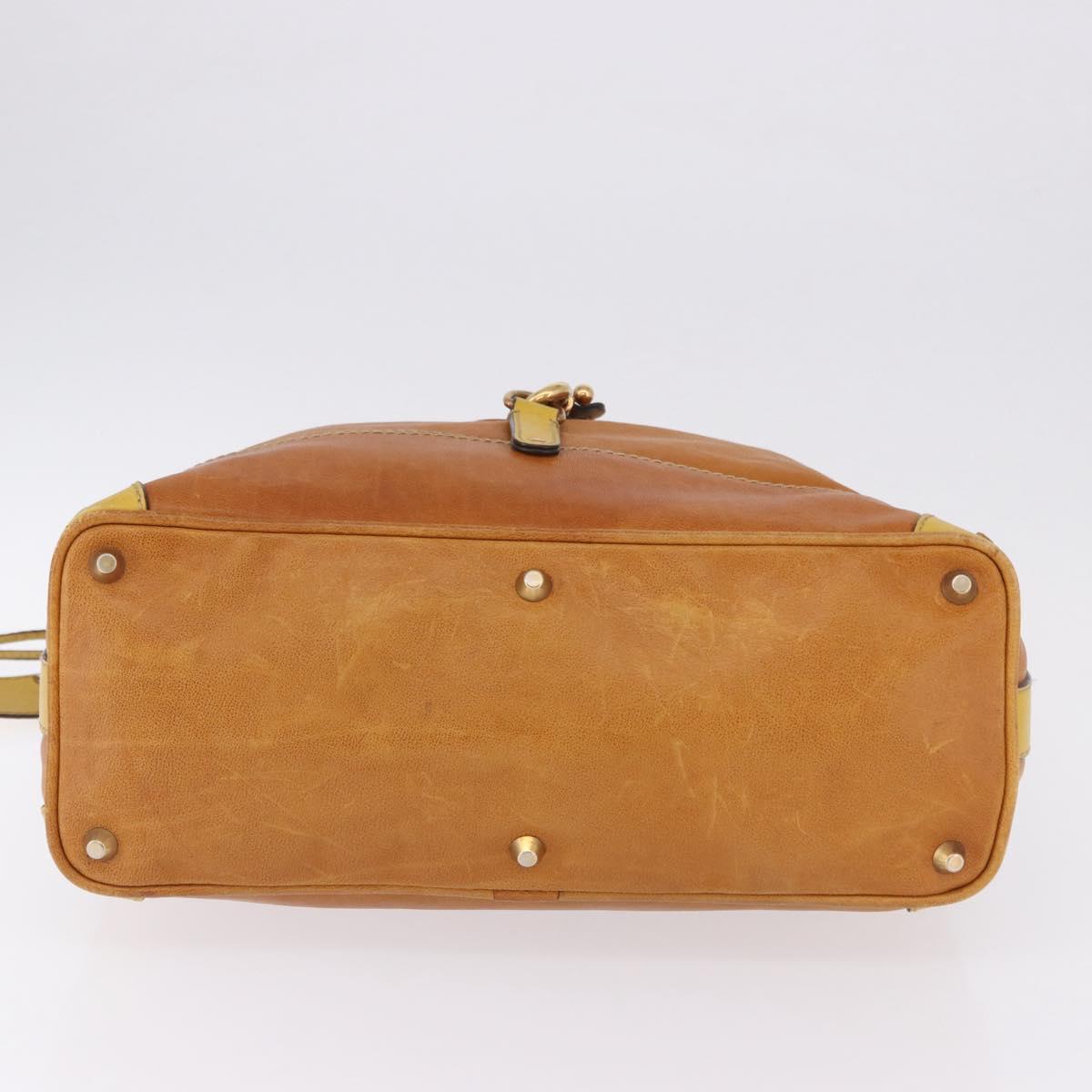 Chloe Hand Bag Leather Beige Gold Silver Auth bs36296A