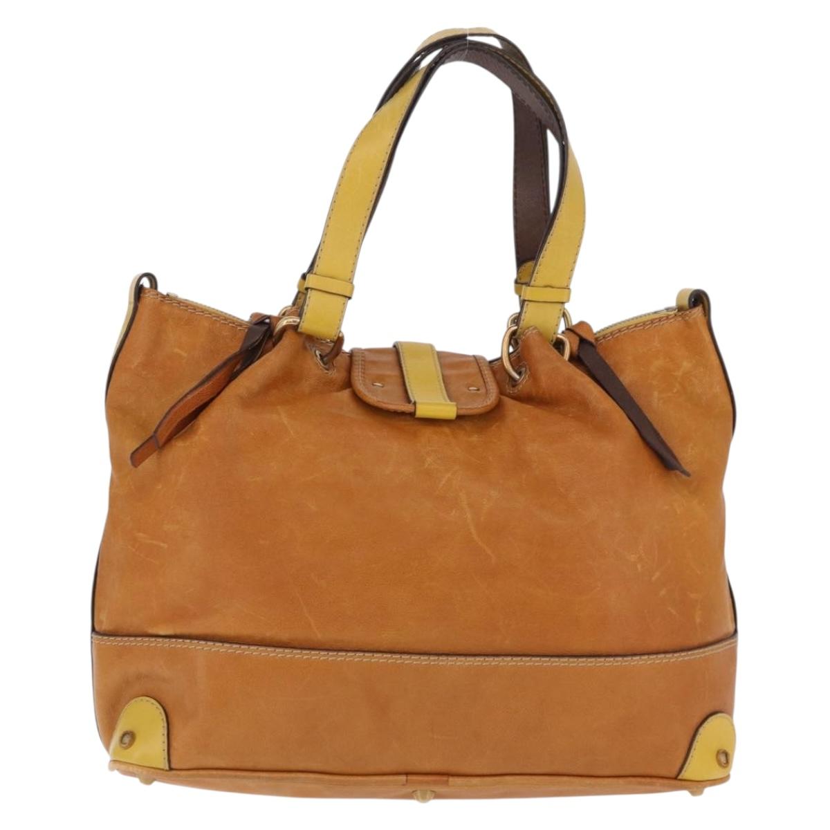Chloe Hand Bag Leather Beige Gold Silver Auth bs36296A