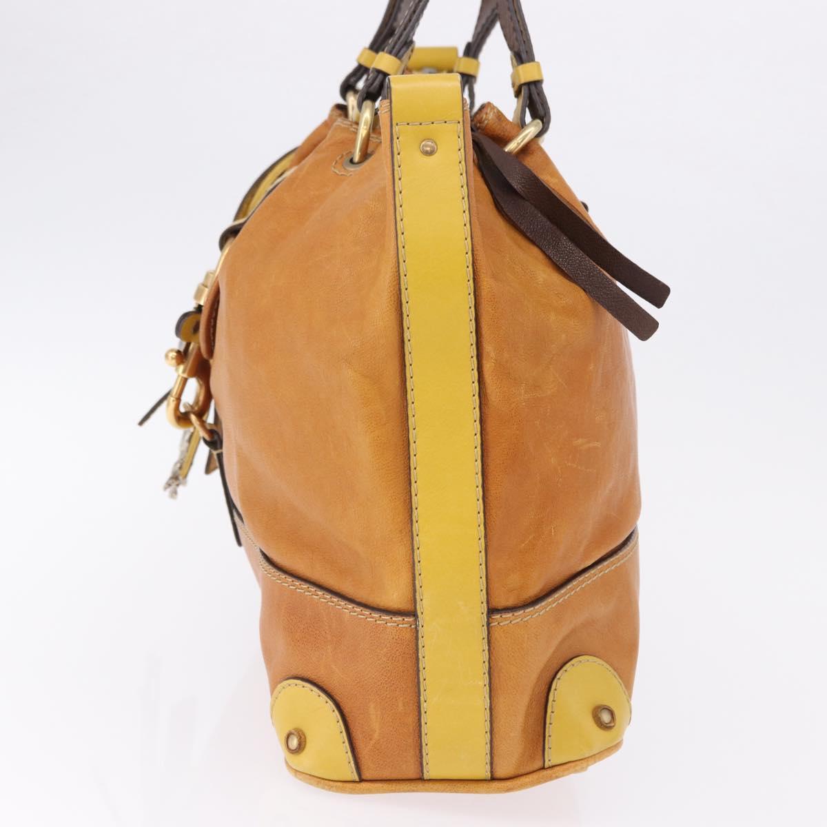 Chloe Hand Bag Leather Beige Gold Silver Auth bs36296A