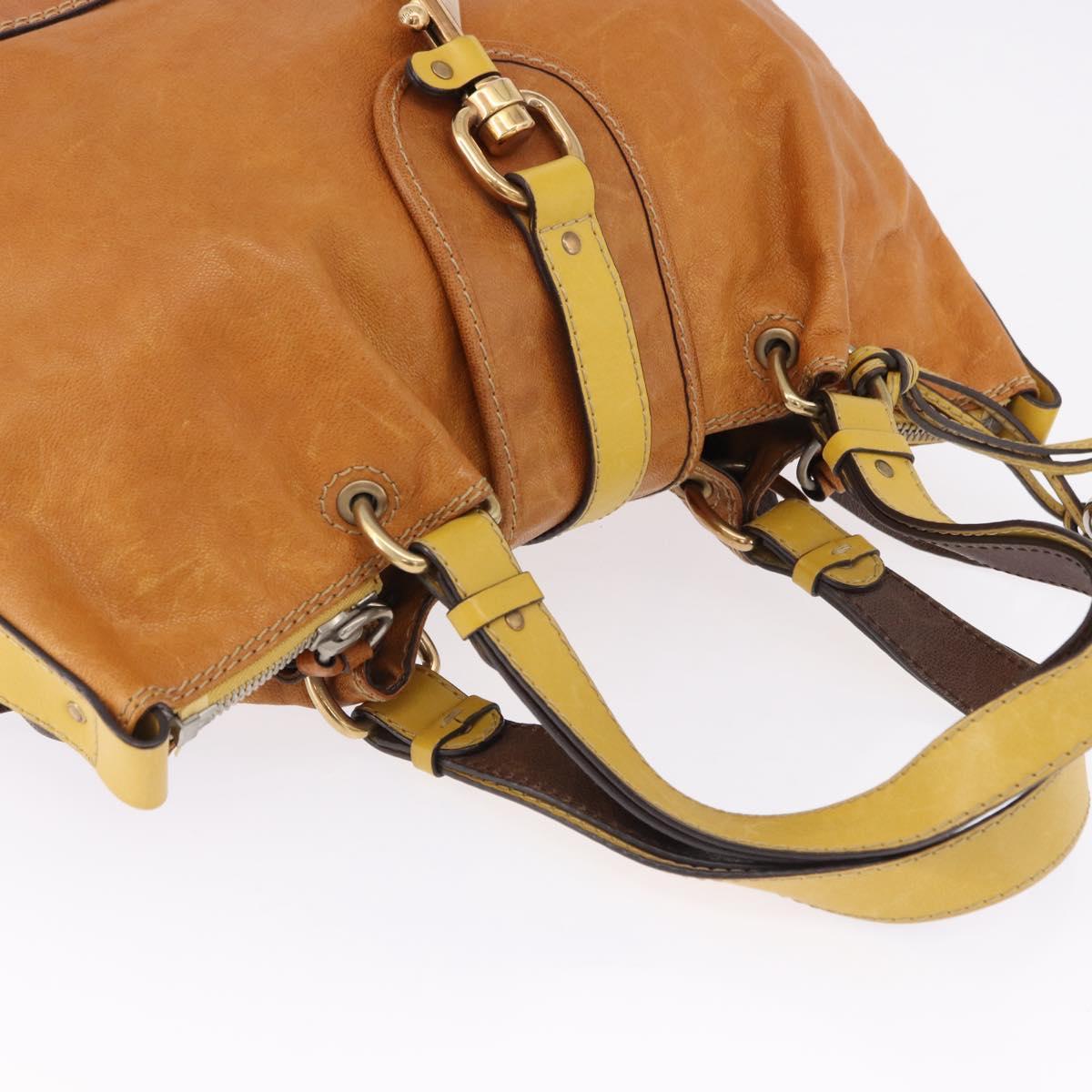 Chloe Hand Bag Leather Beige Gold Silver Auth bs36296A