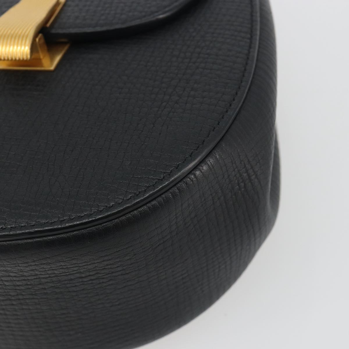 BOTTEGA VENETA Shoulder Bag Leather Black Gold Auth bs36297V