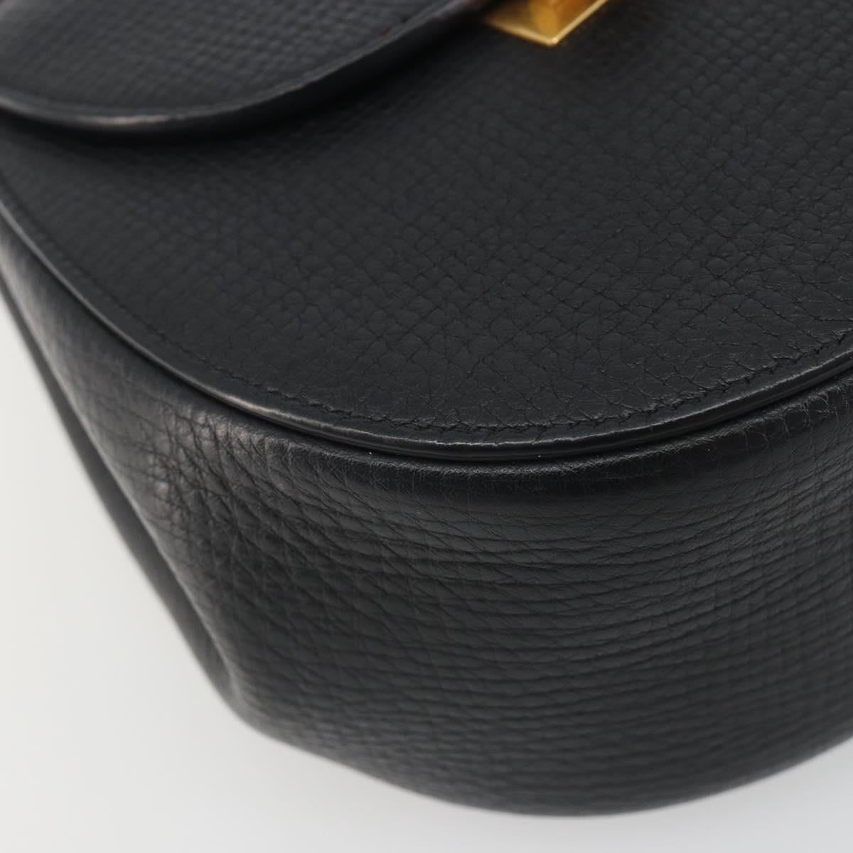BOTTEGA VENETA Shoulder Bag Leather Black Gold Auth bs36297V