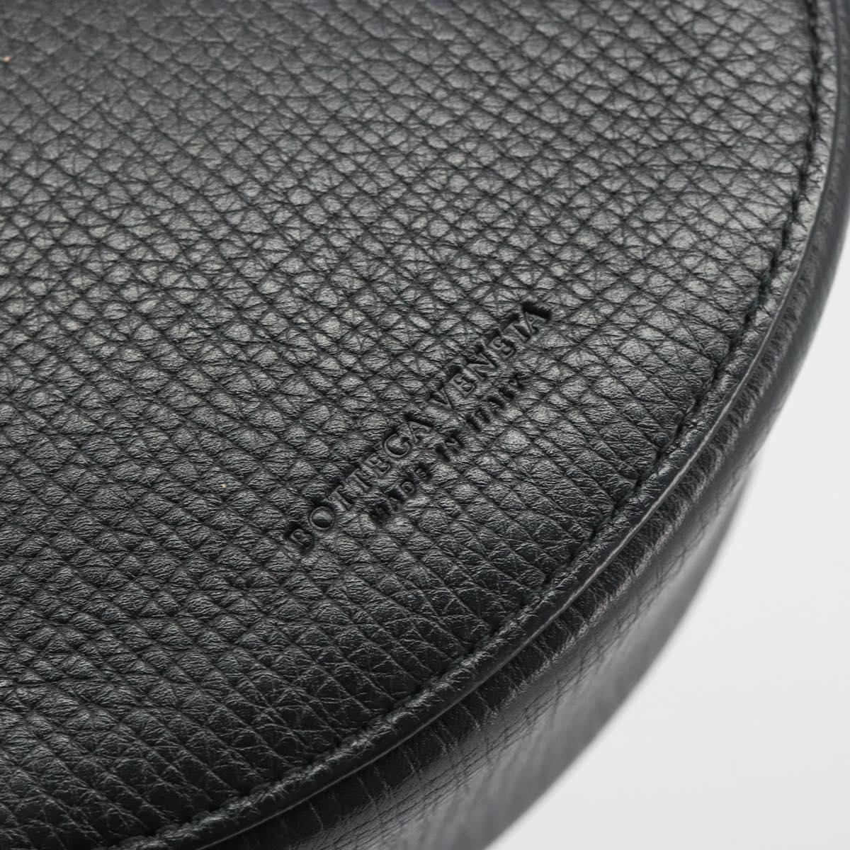 BOTTEGA VENETA Shoulder Bag Leather Black Gold Auth bs36297V