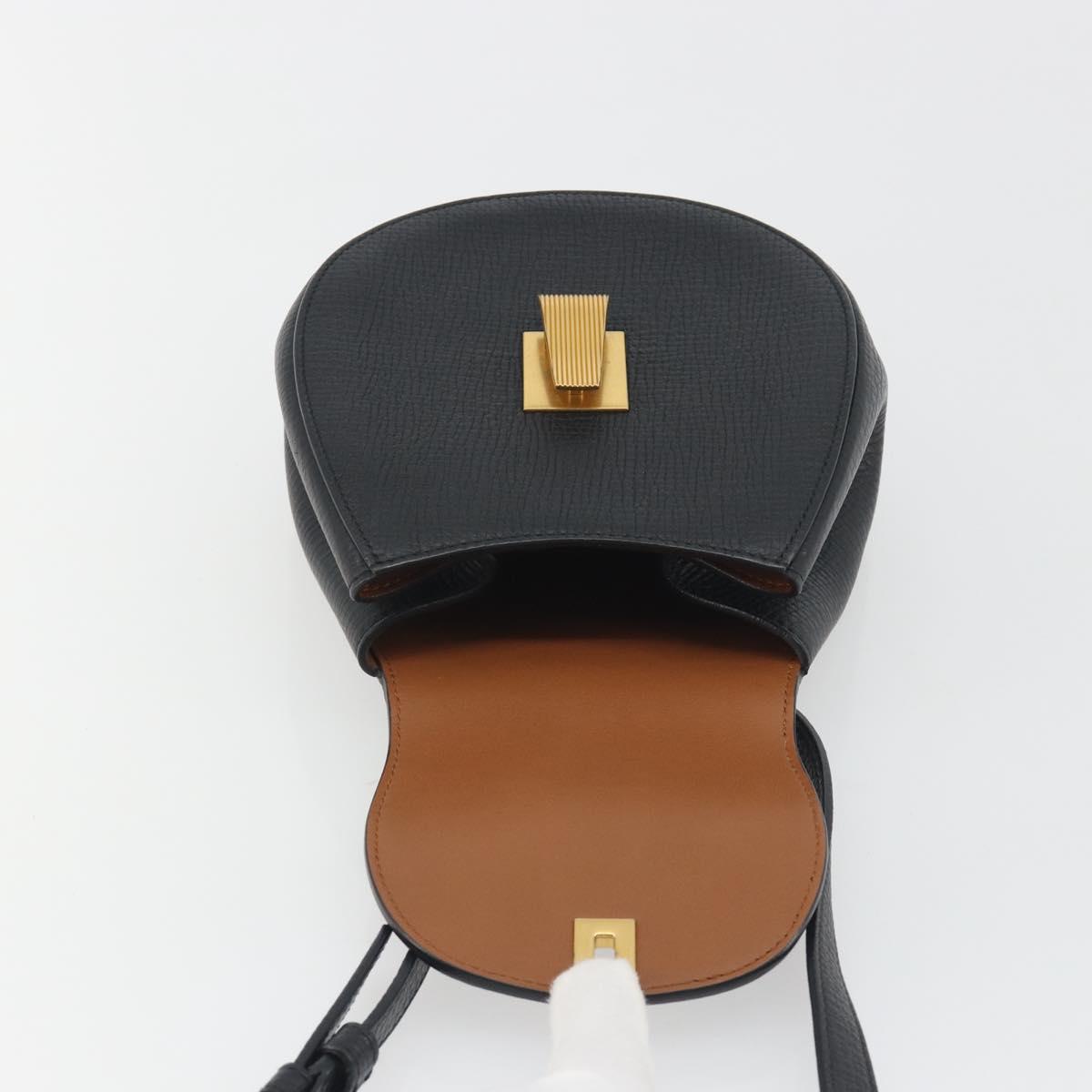 BOTTEGA VENETA Shoulder Bag Leather Black Gold Auth bs36297V