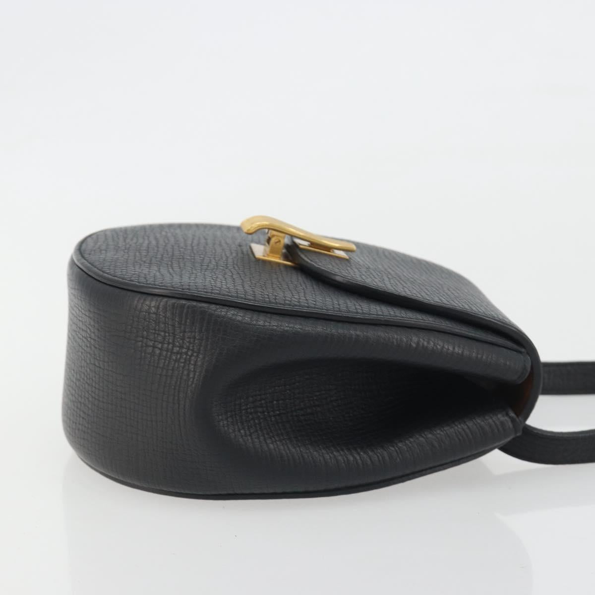 BOTTEGA VENETA Shoulder Bag Leather Black Gold Auth bs36297V