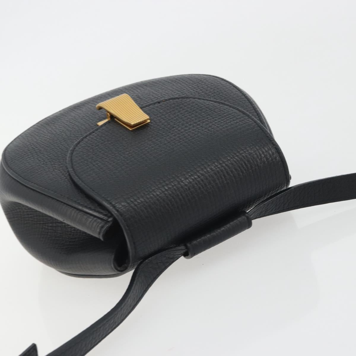 BOTTEGA VENETA Shoulder Bag Leather Black Gold Auth bs36297V