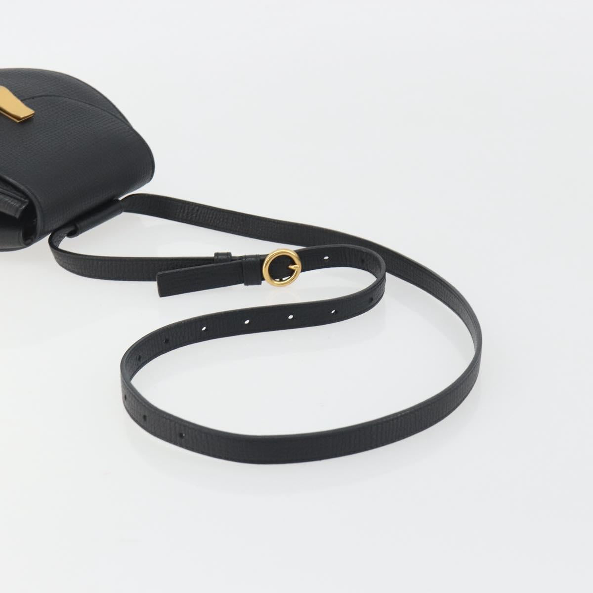 BOTTEGA VENETA Shoulder Bag Leather Black Gold Auth bs36297V