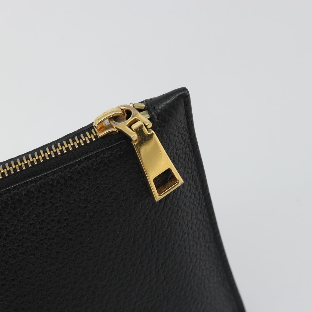 VERSACE Clutch Bag Leather Black Gold Auth bs36298A