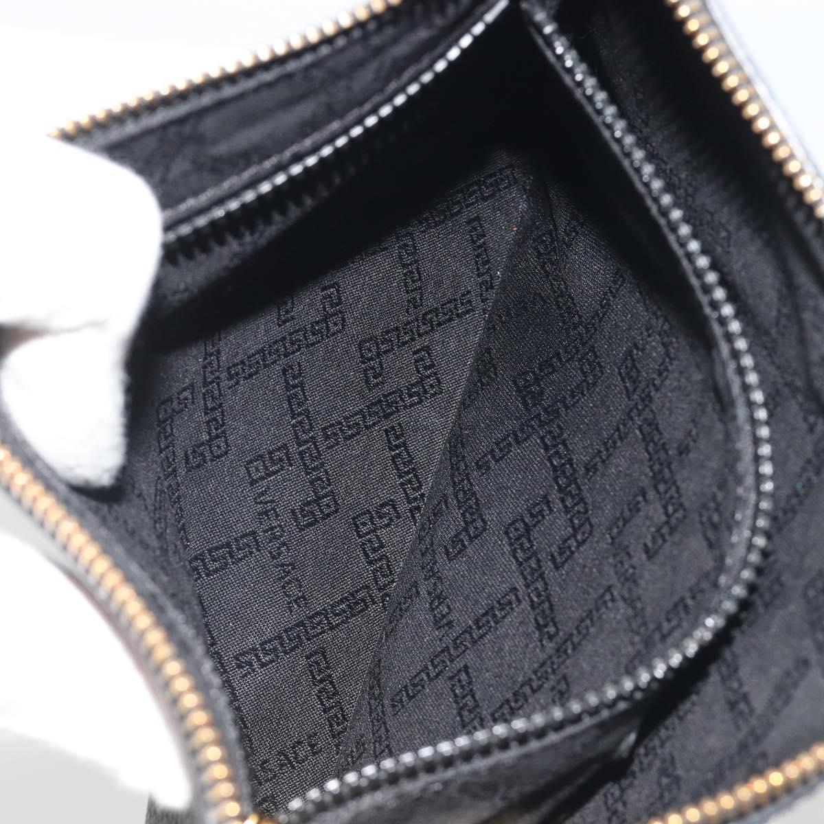 VERSACE Clutch Bag Leather Black Gold Auth bs36298A