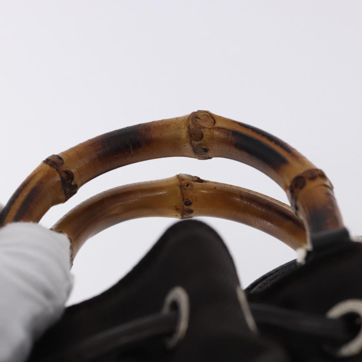 GUCCI Bamboo Hand Bag Nylon 2way Brown Silver 003 2854 0060 5 Auth bs36299A