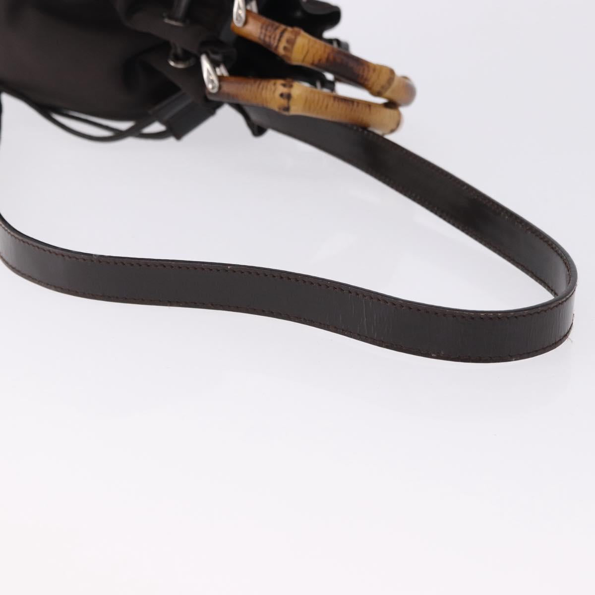 GUCCI Bamboo Hand Bag Nylon 2way Brown Silver 003 2854 0060 5 Auth bs36299A