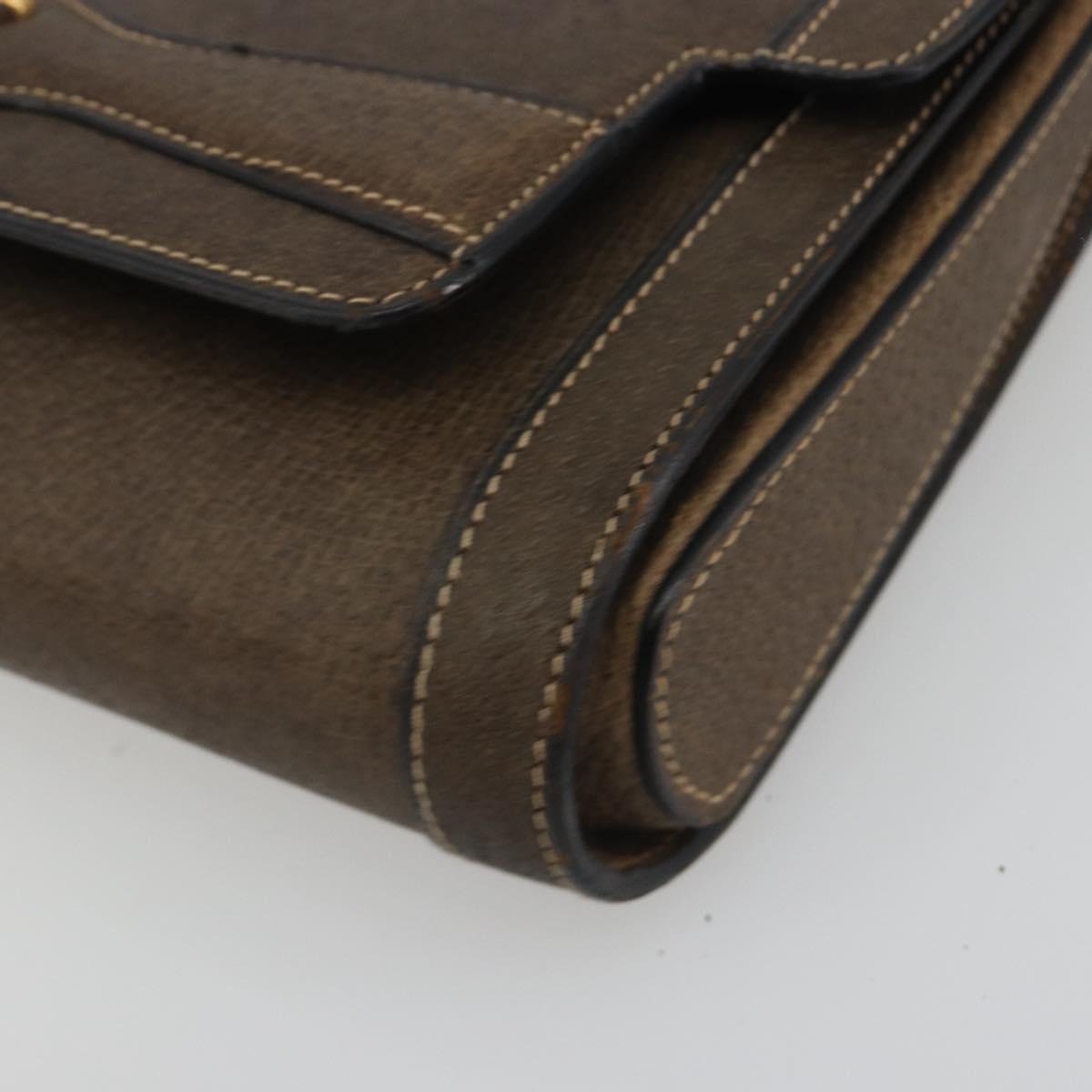 CELINE Shoulder Bag Leather Brown Gold Auth bs36300