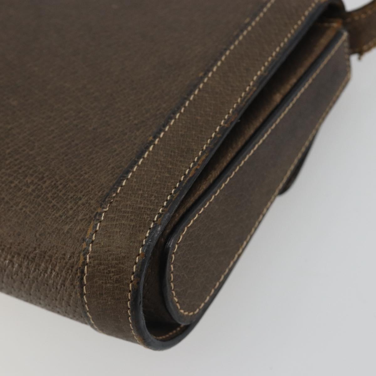 CELINE Shoulder Bag Leather Brown Gold Auth bs36300