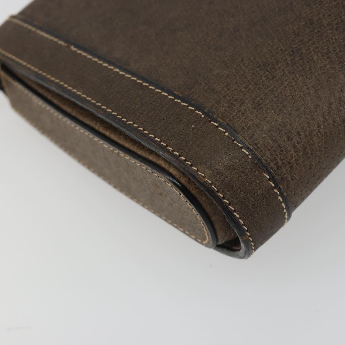CELINE Shoulder Bag Leather Brown Gold Auth bs36300