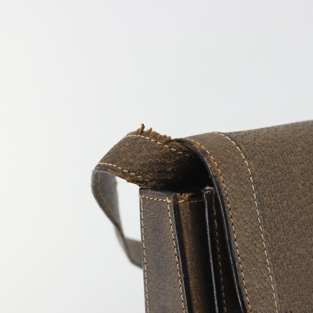 CELINE Shoulder Bag Leather Brown Gold Auth bs36300