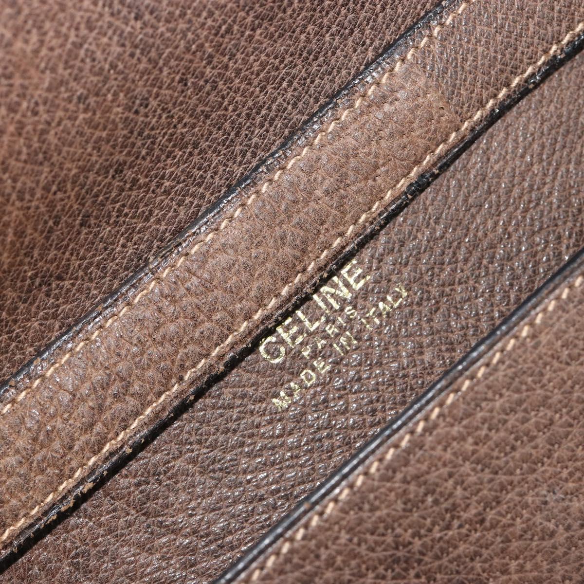 CELINE Shoulder Bag Leather Brown Gold Auth bs36300