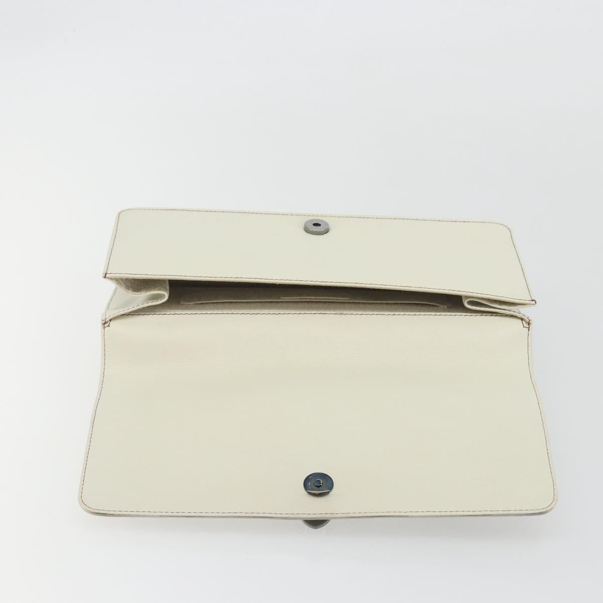 CHANEL Hand Bag Leather White Silver CC Auth bs36301A