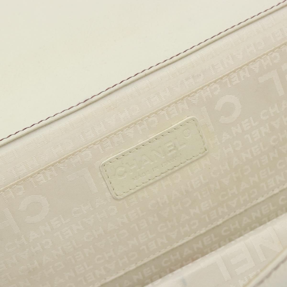 CHANEL Hand Bag Leather White Silver CC Auth bs36301A