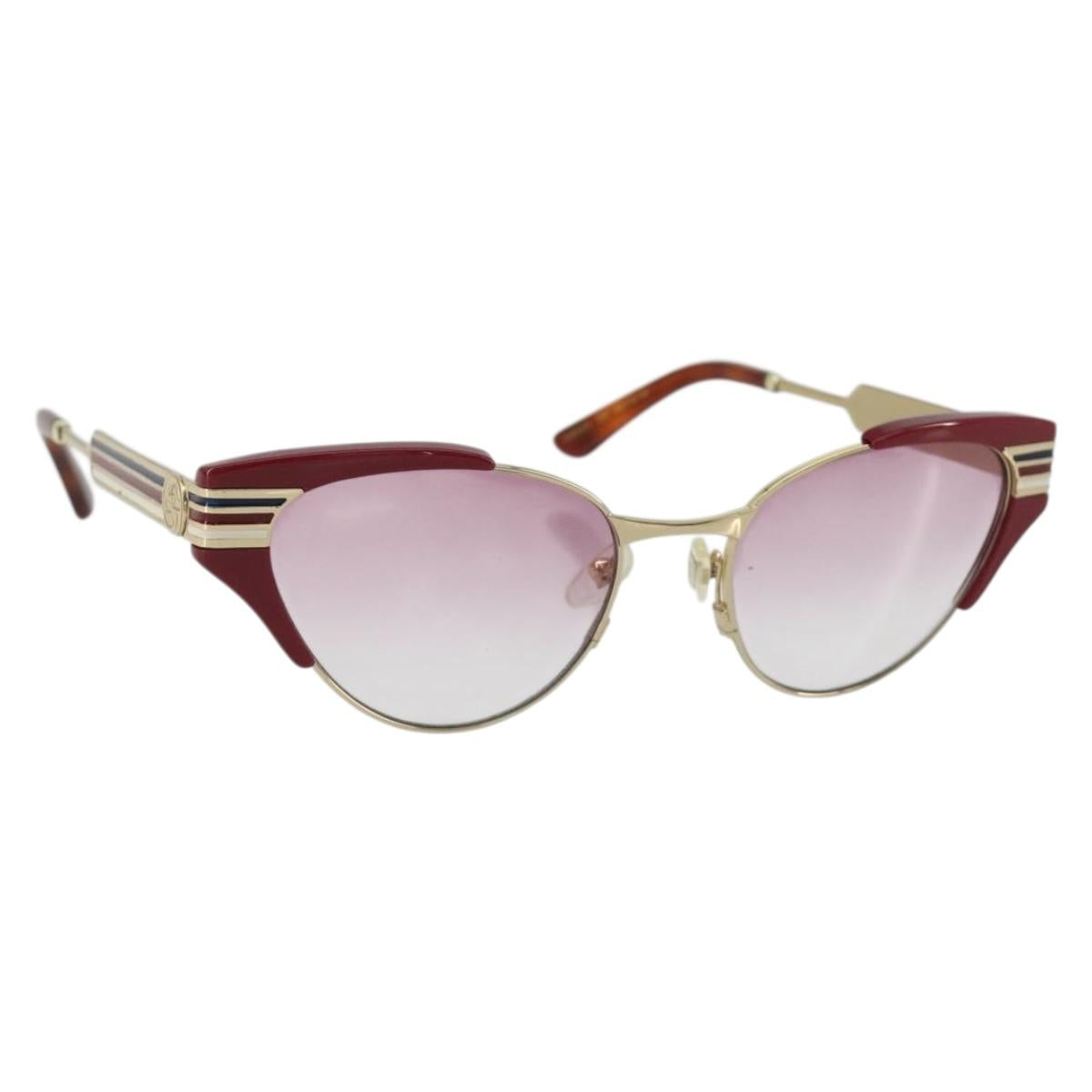 GUCCI Sunglasses Metal Red Gold Auth bs36303V