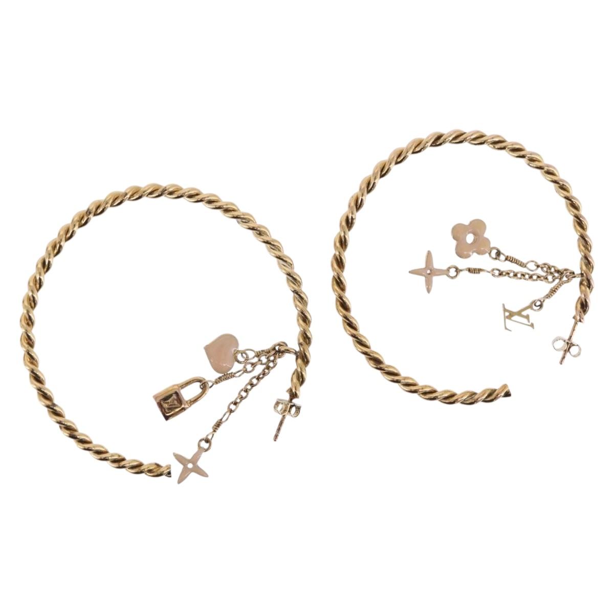 LOUIS VUITTON Creole Sweet Monogram Hoop Pierce Metal M65481 LV Auth bs36304