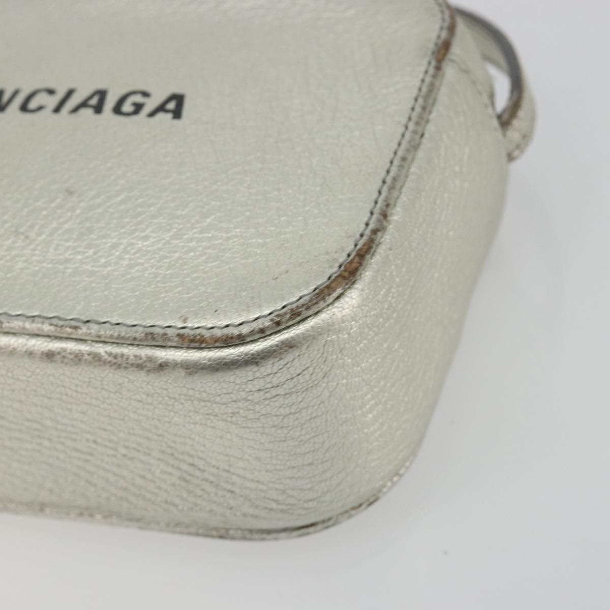 BALENCIAGA Camera Bag XS Every Day Bag Leather Silver 552372 Auth bs36305