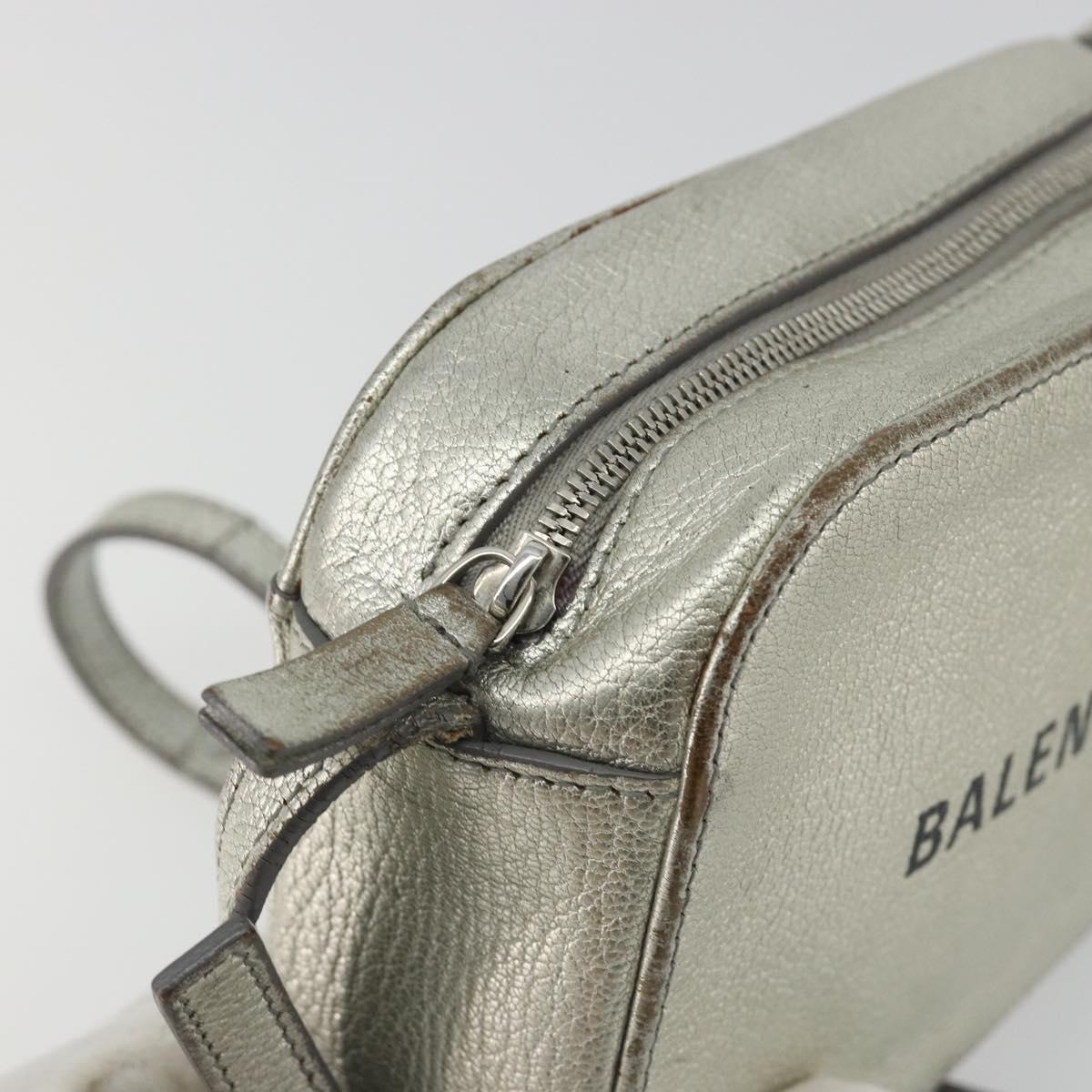 BALENCIAGA Camera Bag XS Every Day Bag Leather Silver 552372 Auth bs36305
