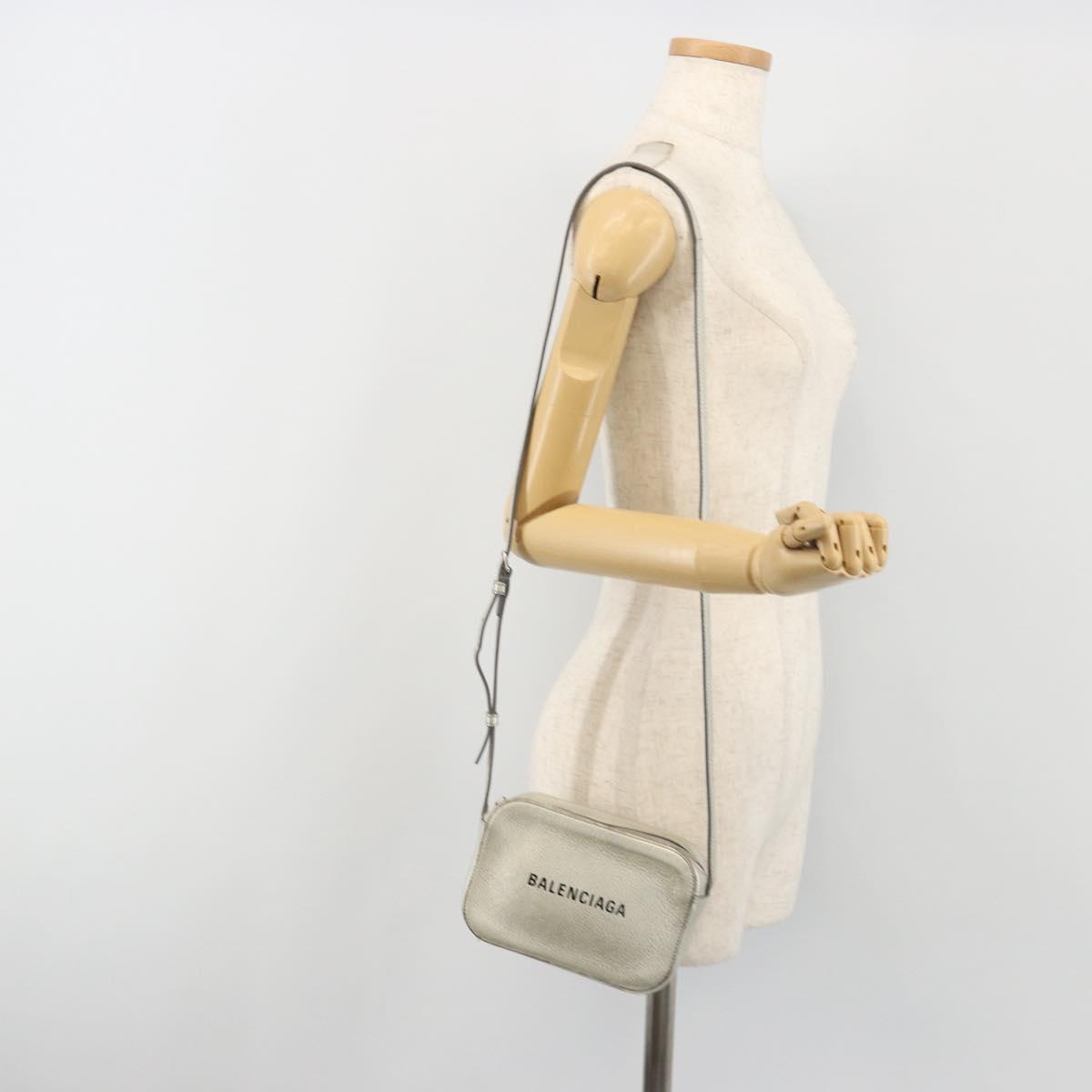 BALENCIAGA Camera Bag XS Every Day Bag Leather Silver 552372 Auth bs36305