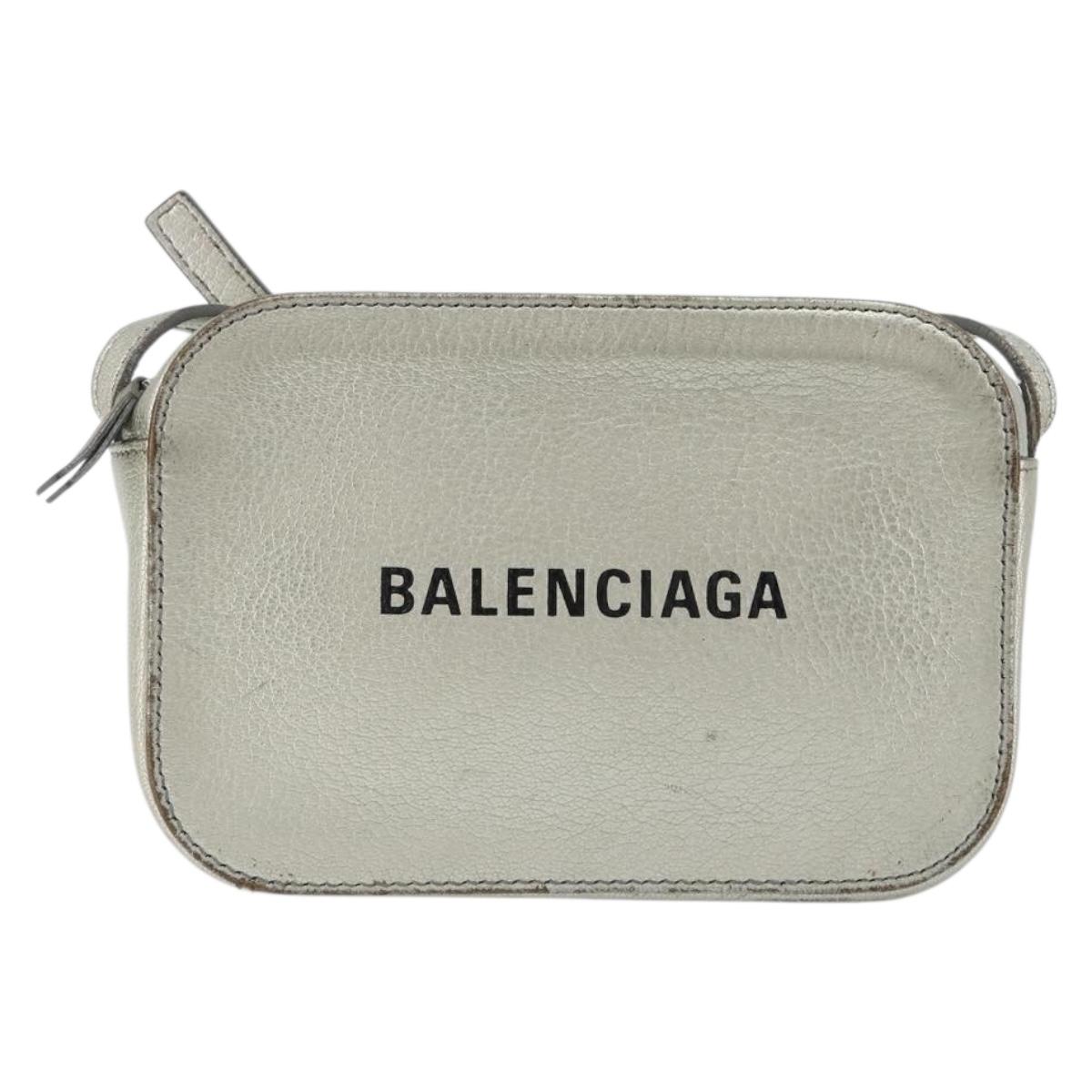 BALENCIAGA Camera Bag XS Every Day Bag Leather Silver 552372 Auth bs36305