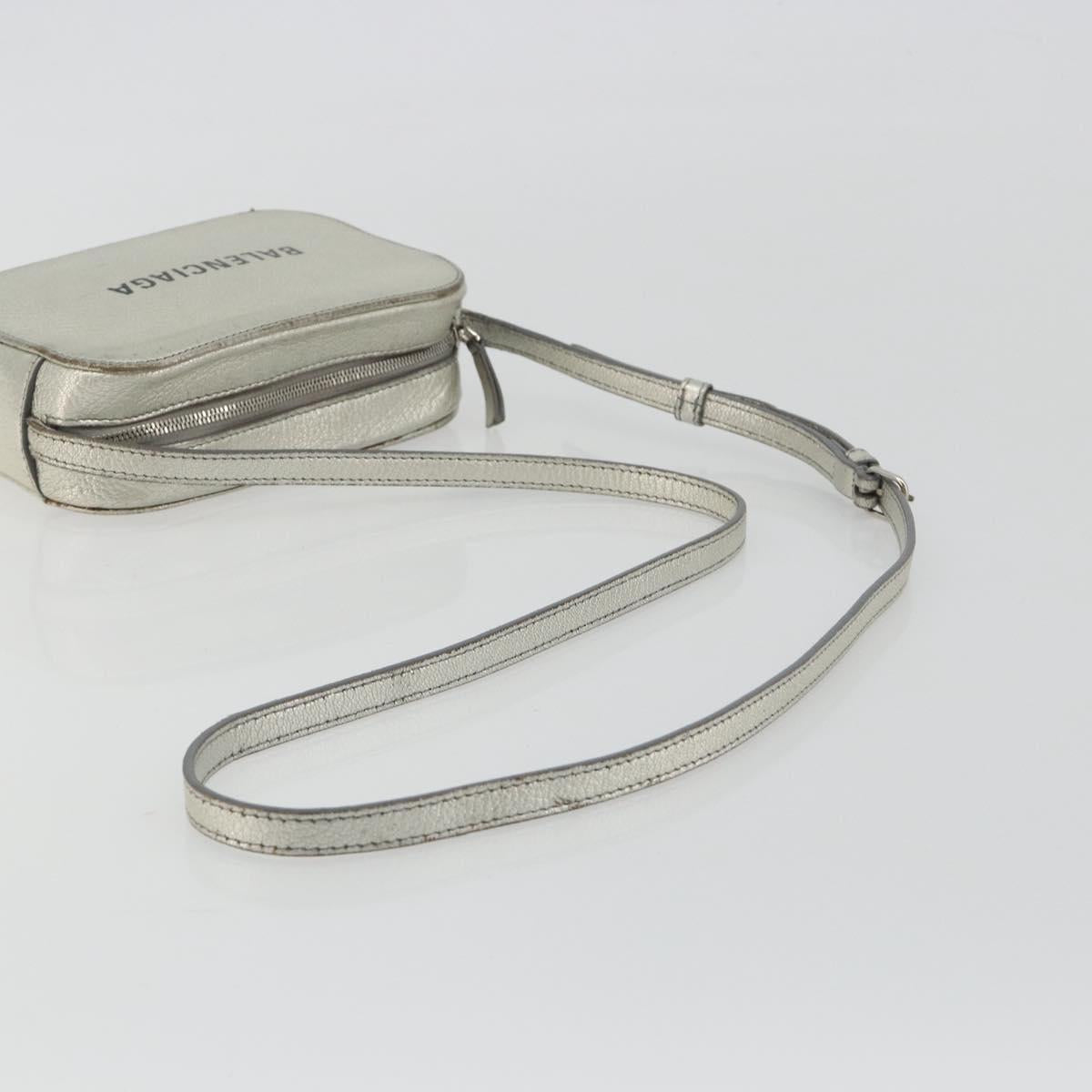BALENCIAGA Camera Bag XS Every Day Bag Leather Silver 552372 Auth bs36305