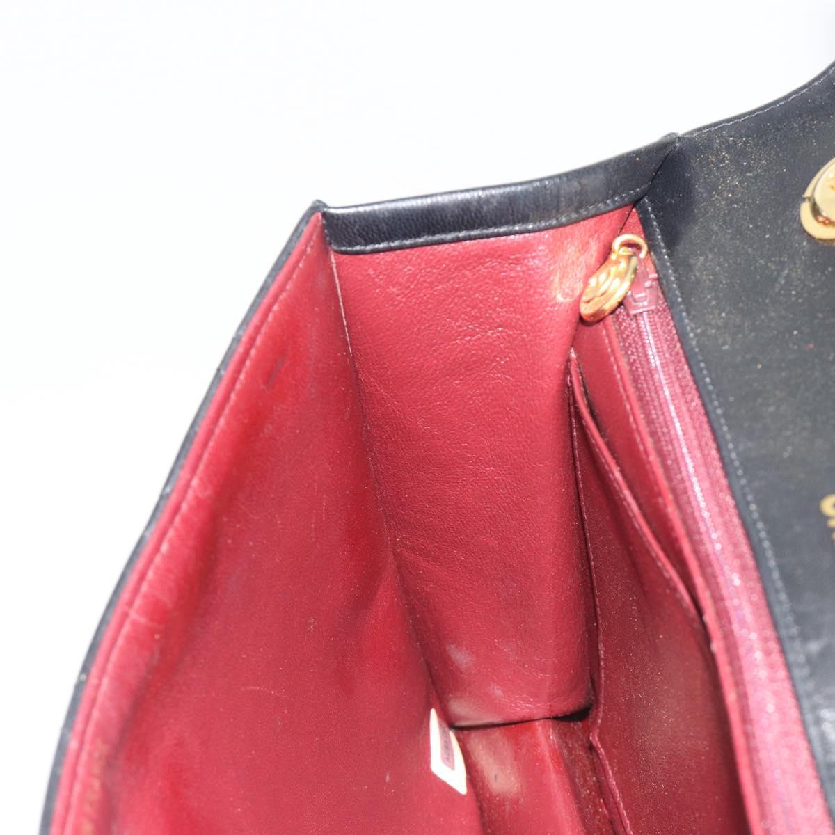 CHANEL Matelasse Chain Shoulder Bag Lamb Skin Black Gold CC Auth bs36306V