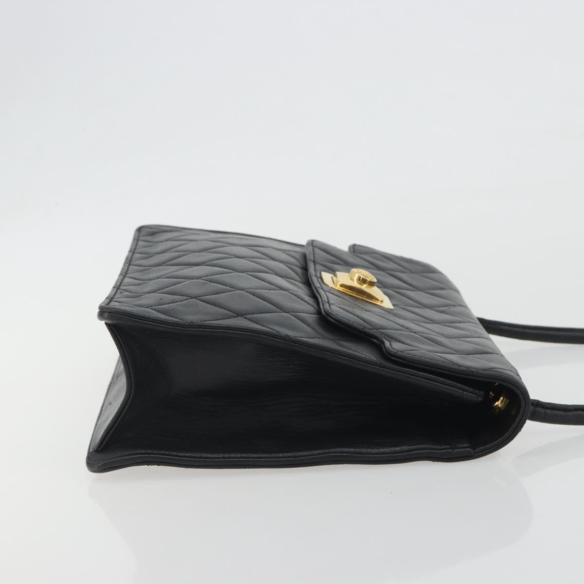 CHANEL Matelasse Chain Shoulder Bag Lamb Skin Black Gold CC Auth bs36306V
