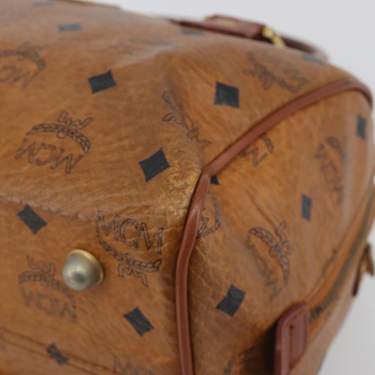 MCM Vicetos Logogram Hand Bag PVC Leather Brown Gold Auth bs36307