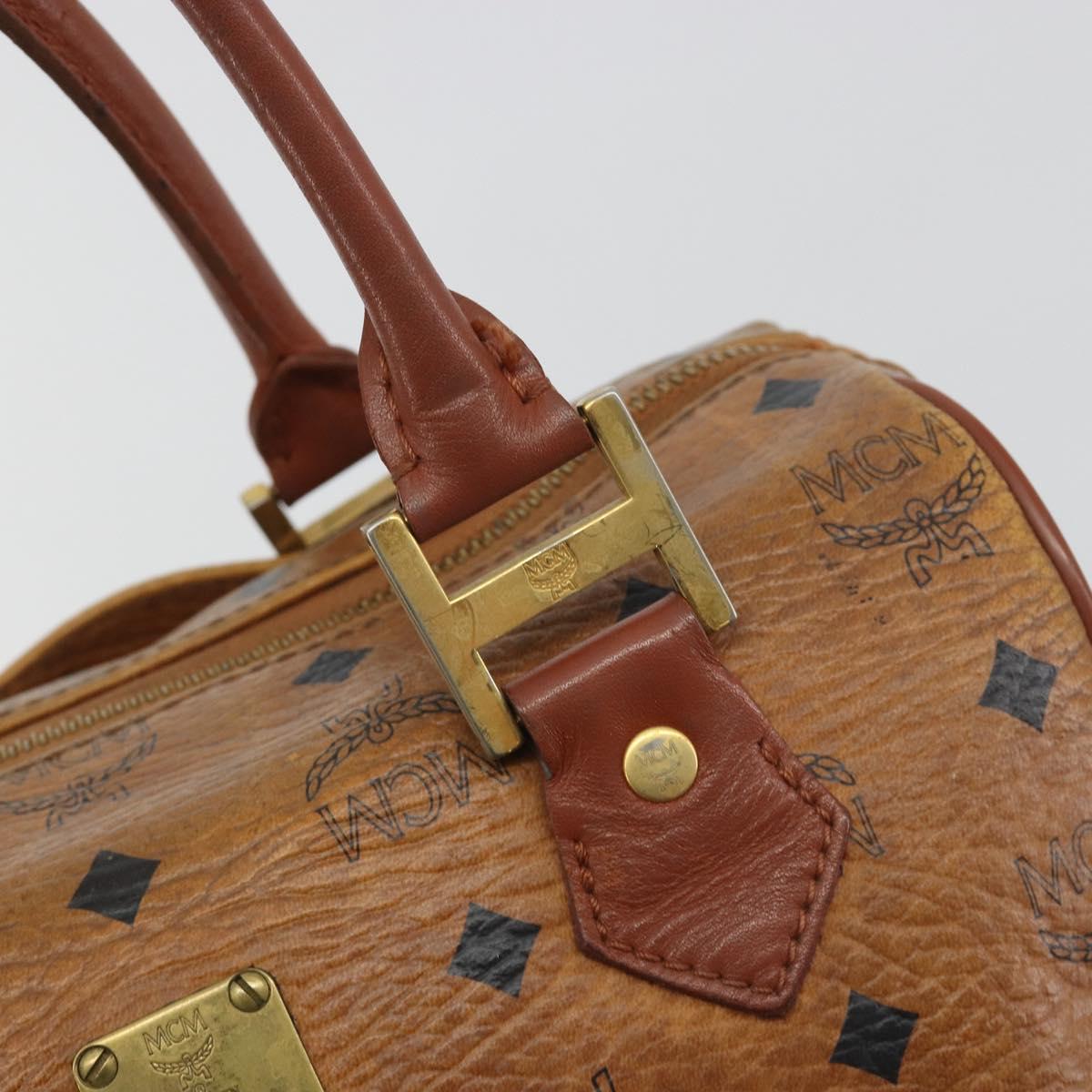 MCM Vicetos Logogram Hand Bag PVC Leather Brown Gold Auth bs36307