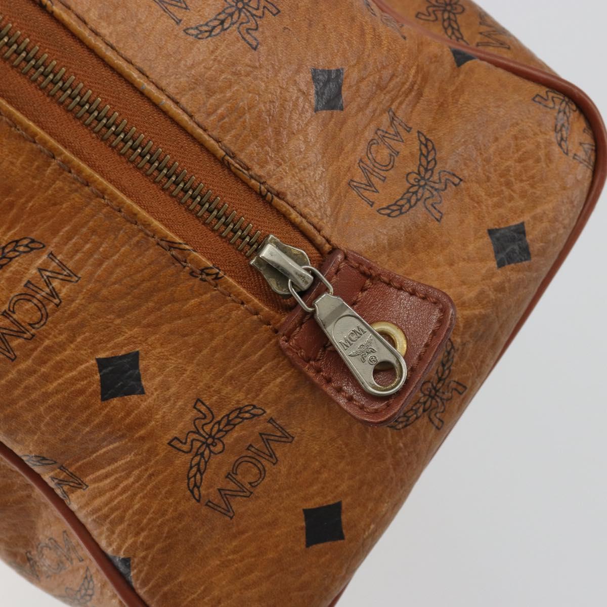 MCM Vicetos Logogram Hand Bag PVC Leather Brown Gold Auth bs36307