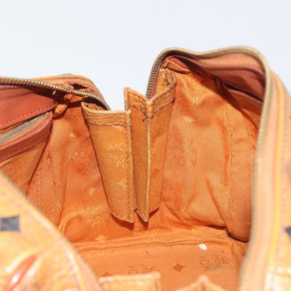 MCM Vicetos Logogram Hand Bag PVC Leather Brown Gold Auth bs36307