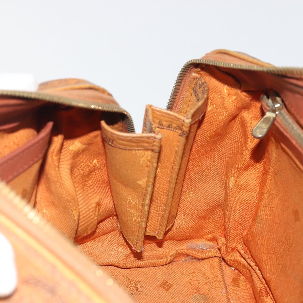MCM Vicetos Logogram Hand Bag PVC Leather Brown Gold Auth bs36307