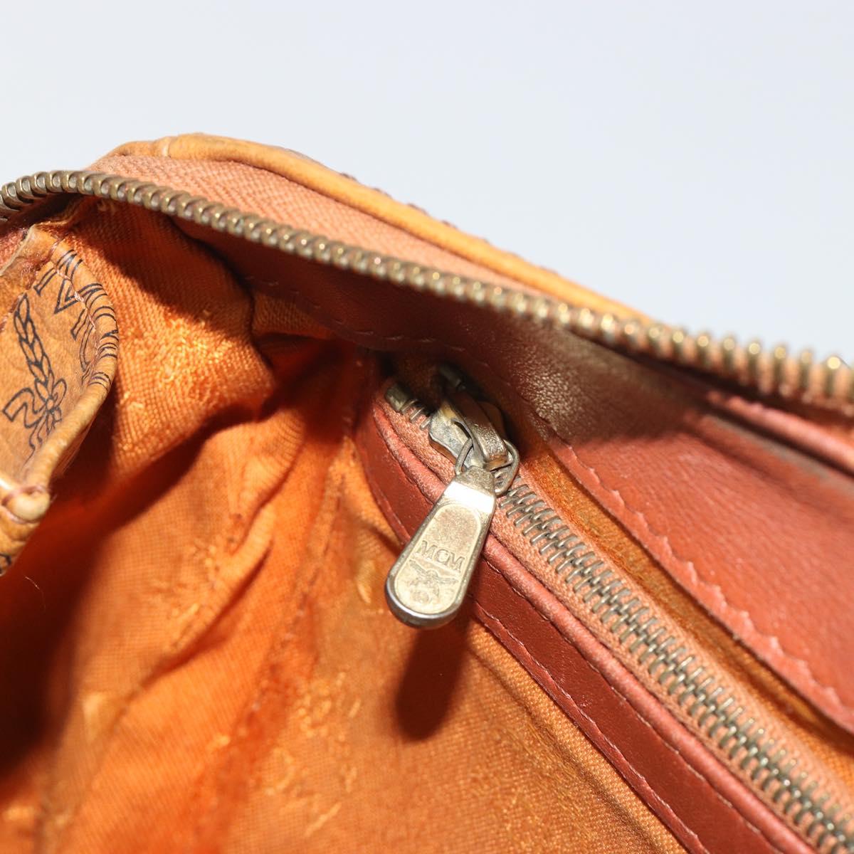 MCM Vicetos Logogram Hand Bag PVC Leather Brown Gold Auth bs36307