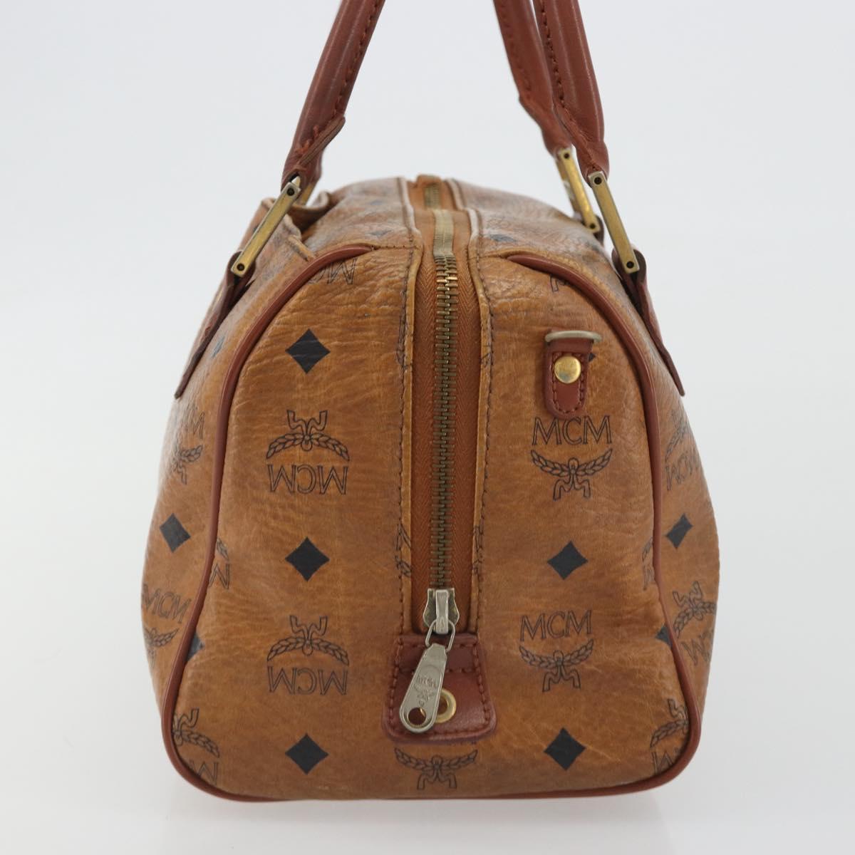 MCM Vicetos Logogram Hand Bag PVC Leather Brown Gold Auth bs36307