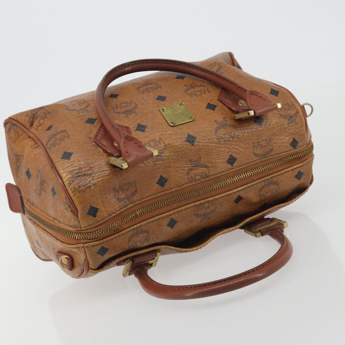 MCM Vicetos Logogram Hand Bag PVC Leather Brown Gold Auth bs36307