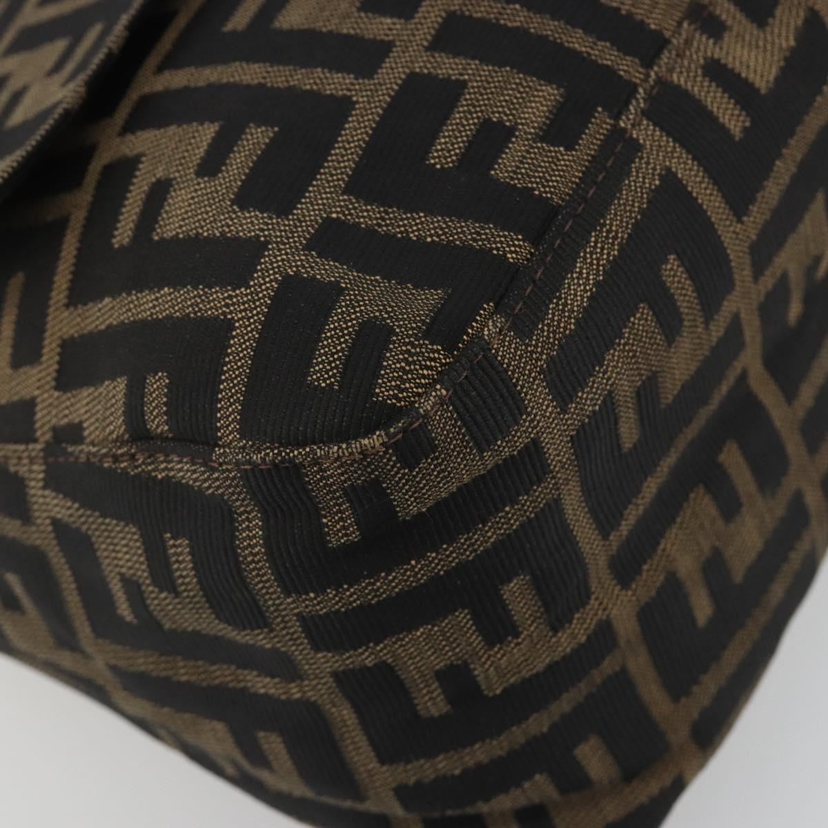 FENDI Zucca Canvas Mamma Baguette Shoulder Bag Brown Gold Auth bs36310