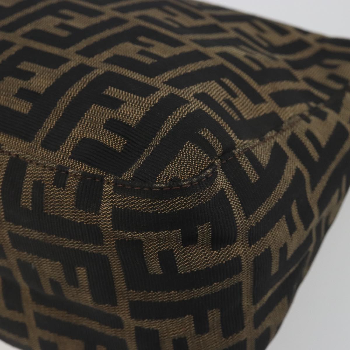 FENDI Zucca Canvas Mamma Baguette Shoulder Bag Brown Gold Auth bs36310