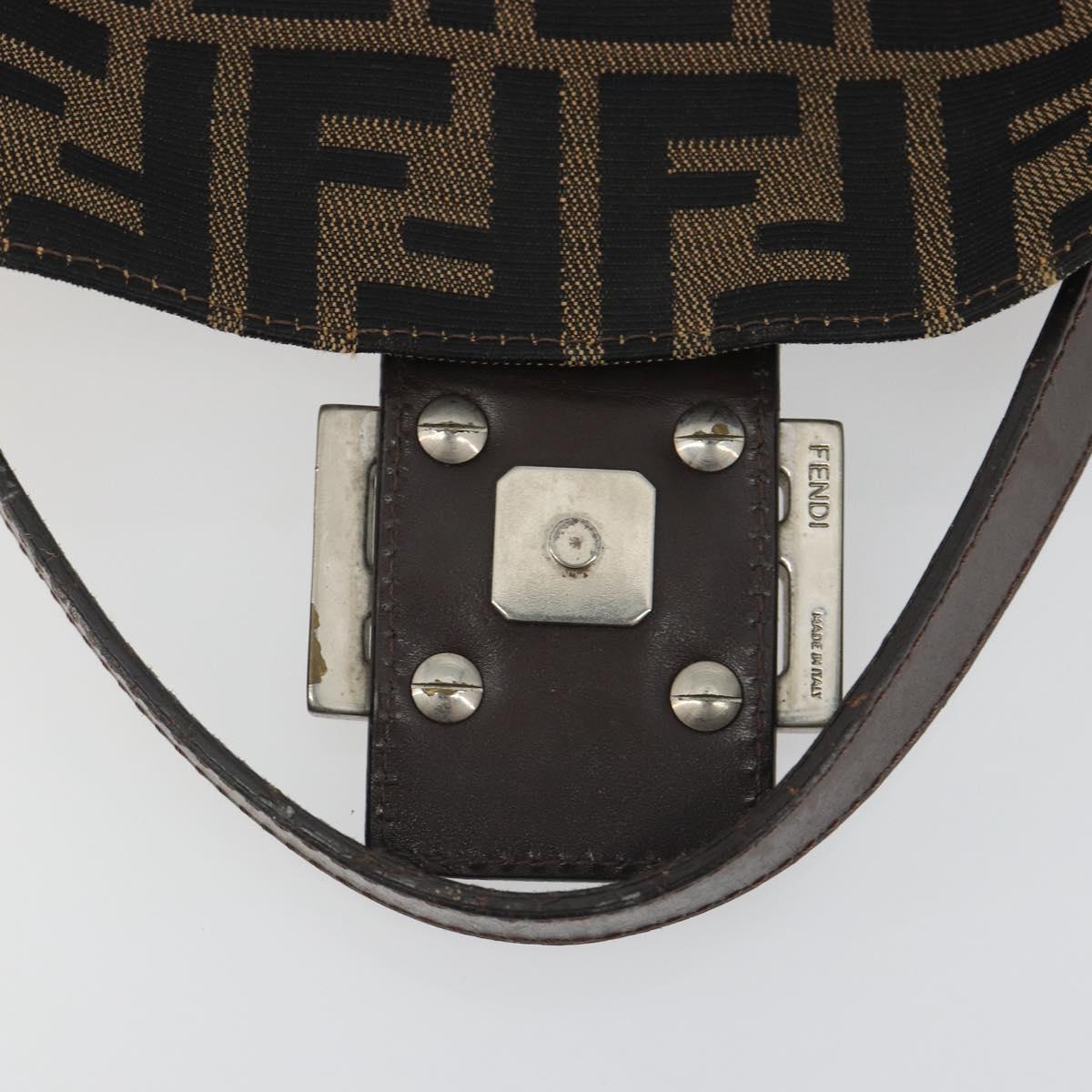 FENDI Zucca Canvas Mamma Baguette Shoulder Bag Brown Gold Auth bs36310