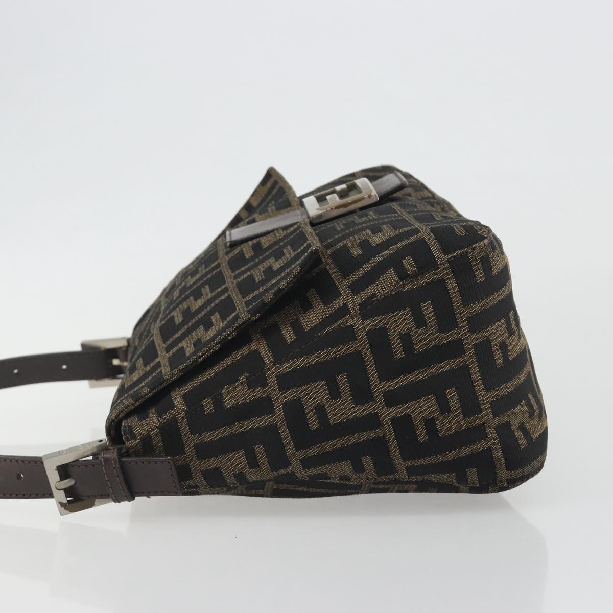FENDI Zucca Canvas Mamma Baguette Shoulder Bag Brown Gold Auth bs36310