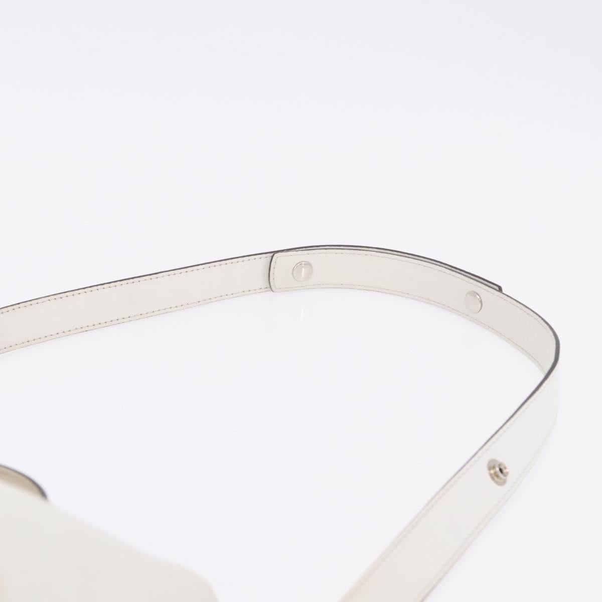 FENDI Shoulder Bag Leather White Silver Auth bs36311A