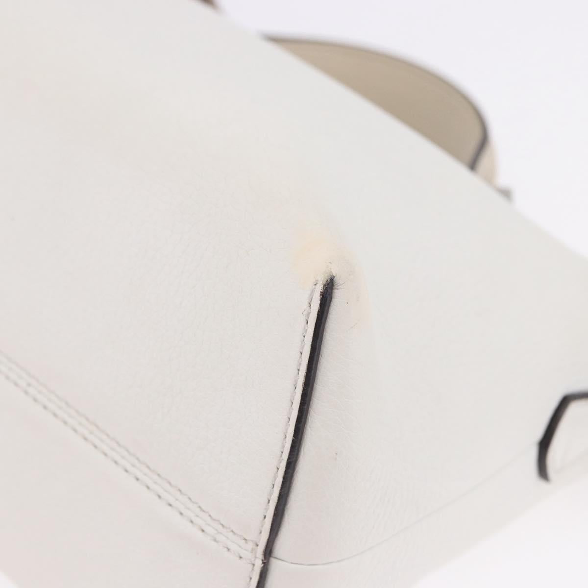 FENDI Shoulder Bag Leather White Silver Auth bs36311A