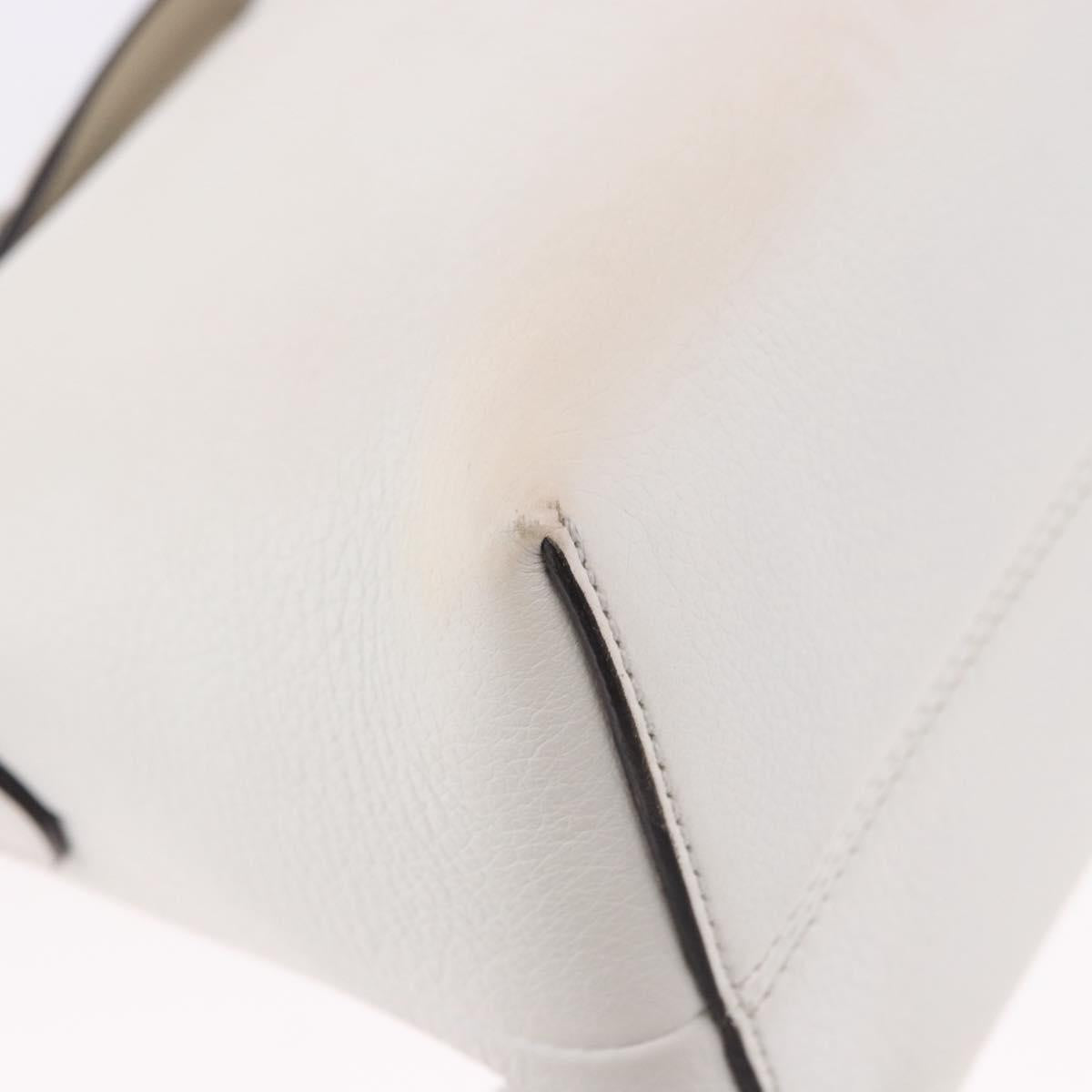 FENDI Shoulder Bag Leather White Silver Auth bs36311A
